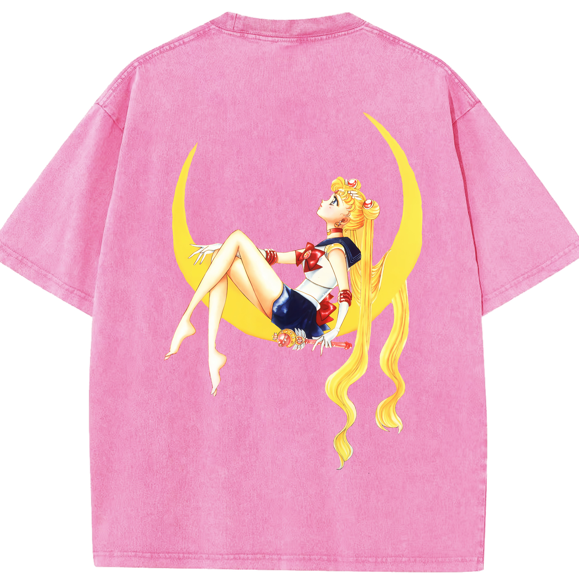 （画像用） 美少女戦士セーラームーン 月野 うさぎ つきの うさぎ Sailor Moon Tsukino Usagi 綿100% ヴィンテージ風 半袖Tシャツ（背面プリント）